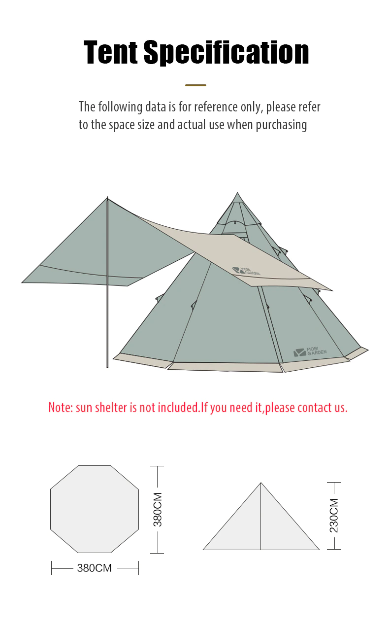 Cheap Goat Tents Mobi Garden ERA230 Large Cotton Canvas Tent With Stove Jack Glamping Pyramid Tent For Family Camping Hiking Travel 4 5 Persons   